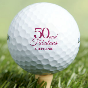 Modern 50th birthday party 50 and fab simple pink golf balls