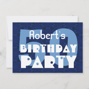 Modern 50th Birthday Party Blue Pattern Y258 Invitation