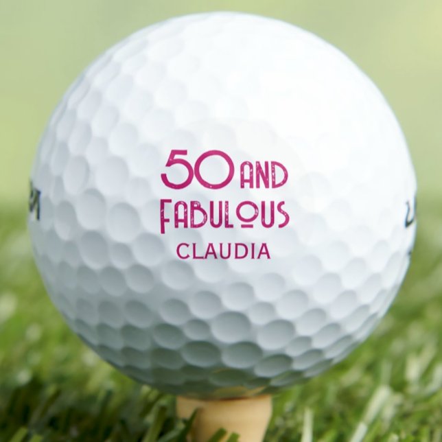  Modern 50th birthday party golf balls pink simple (Creator Uploaded)