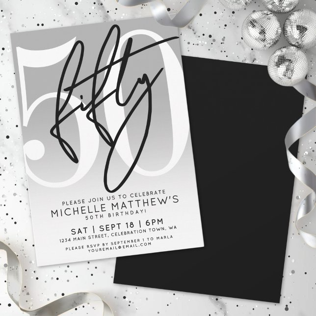 Modern 50th Birthday Party Invitation (Modern 50th Birthday Party Invitation)