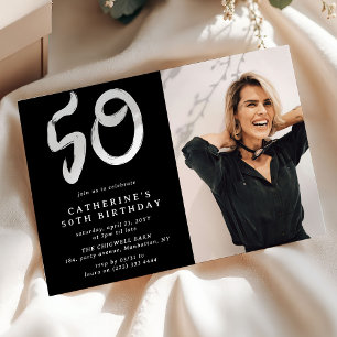Modern 50th Birthday Party Photo Invitation