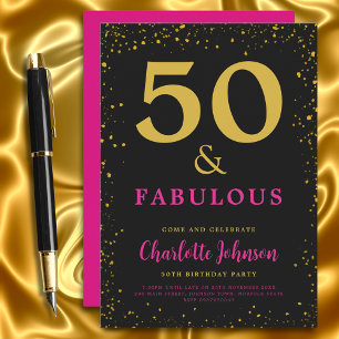 Modern 50th Birthday Party Pink Invitation