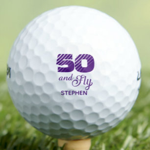 Modern 50th birthday party simple name golf balls