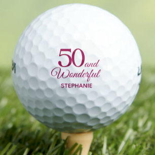 Modern 50th birthday party simple pink golf balls
