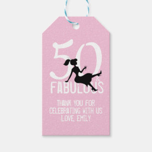 Modern 50th Birthday Party Thank You Favours Pink Gift Tags