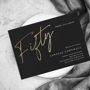Modern 50th birthday simple stylish elegant script invitation postcard