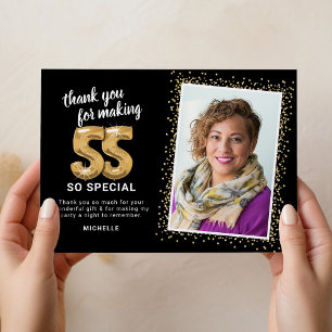 Modern 55th Birthday Photo Thank You Card