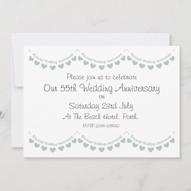 Modern 55th Emerald Wedding Anniversary Invitation (Front)