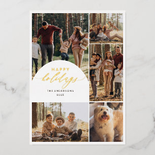 Modern 5 Photo Collage Arch Happy Holidays Photo