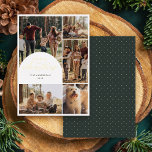 Modern 5 Photo Collage Arch Merry Christmas Photo<br><div class="desc">Elevate your holiday greetings with our Foil Holiday Card. Showcasing a beautiful 5-photo collage and a graceful arch overlay on the top left photo, highlighted by "Merry Christmas" in luxurious gold foil script calligraphy. Customise it with your family name and year in chic typography. The reverse side features a deep...</div>