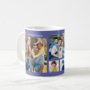 Modern 5 Photo Collage Family Name Periwinkle Coffee Mug