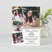 Modern 5 Photo Collage Graduation Party Invitation (Standing Front)