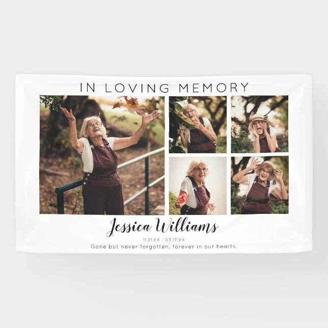 Modern 5 Photo Collage Memorial Banner (Horizontal)