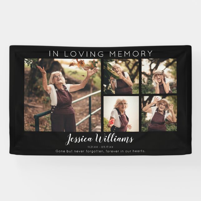 Modern 5 Photo Collage Memorial Banner (Horizontal)