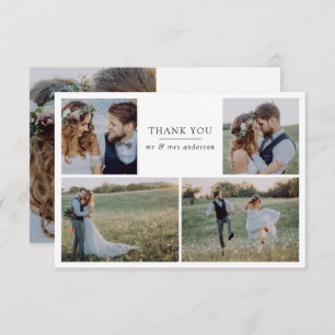 Modern 5 Photo Collage Wedding Thank You Card