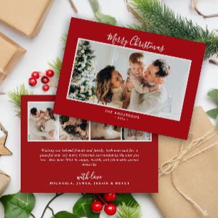 Modern 5-Photo Handwritten Script Merry Christmas Holiday Card