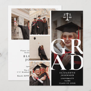 Modern 5 Photo Law School Graduation Party Invitation