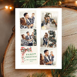 Modern 5 Photo Merry Christmas Collage  Holiday Postcard<br><div class="desc">This Modern 5 Photo Merry Christmas Collage Holiday Postcard is a festive and elegant way to share your holiday memories. With its clean five-photo layout and a charming red and green watercolor bow, it perfectly blends modern design with classic Christmas spirit. The simple yet stylish arrangement highlights your favorite moments,...</div>