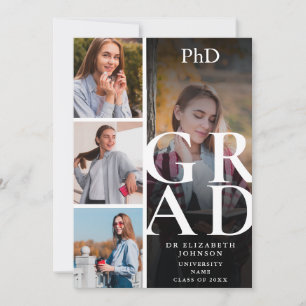 Modern 5 Photo PhD Degree Graduation Announcement