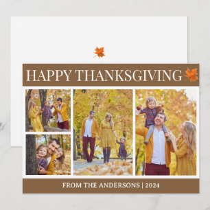 Modern 5 Photo Storyboard Family Thanksgiving Holiday Card