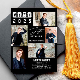 Modern 5 Photos Collage Graduation Invitation
