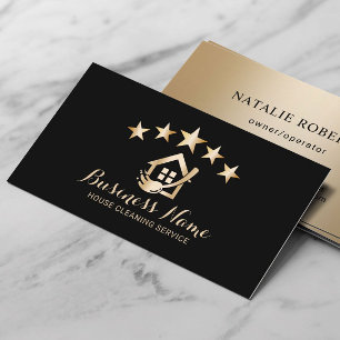 Modern 5 Star Cleaning Service House Cleaner Maid Business Card
