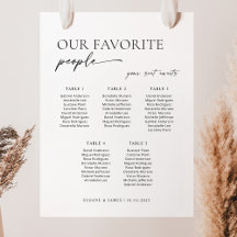 Modern 5 Tables Welcome Seating Chart