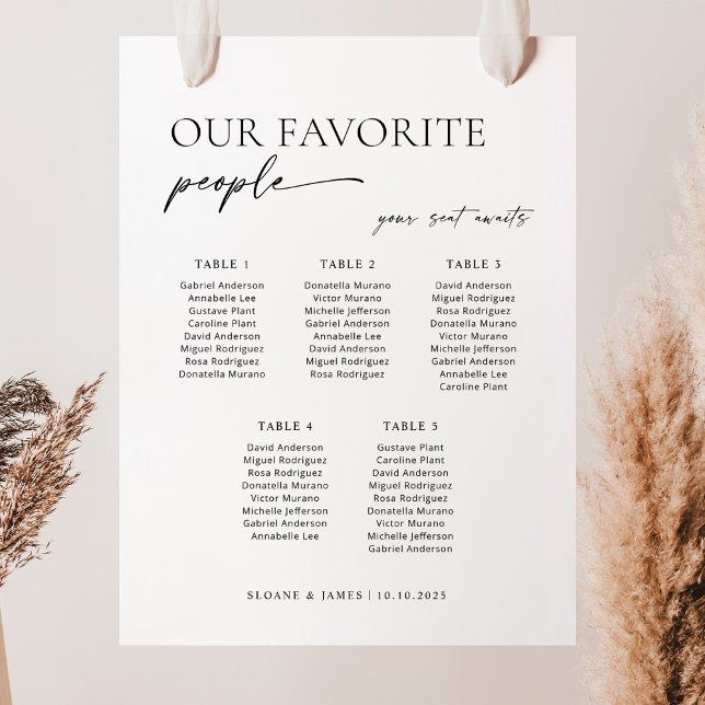 Modern 5 Tables Welcome Seating Chart (Creator Uploaded)