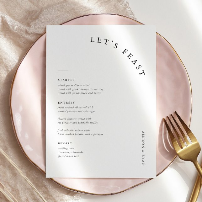 Modern 5x7" Let's Feast Wedding Menu Cards (Creator Uploaded)