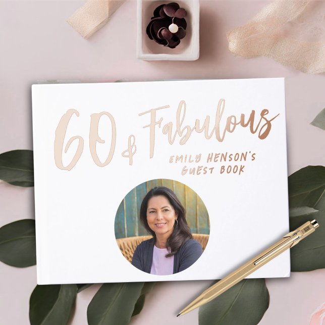 Modern 60 and Fabulous Photo 60th Birthday Party Guest Book (Creator Uploaded)