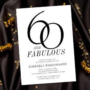 Modern 60 and Fabulous Sixtieth Birthday Party Invitation