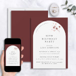 Modern 60th Birthday Burgundy Arch Botanical Invitation<br><div class="desc">Planning a special birthday? Let us introduce you to our Modern 60th Birthday Burgundy Arch Botanical Invitation - the perfect way to make your event one to remember. Its burgundy background and stylish white arch are perfectly complemented by elegant watercolor botanical accents, creating an invitation that is truly something special....</div>