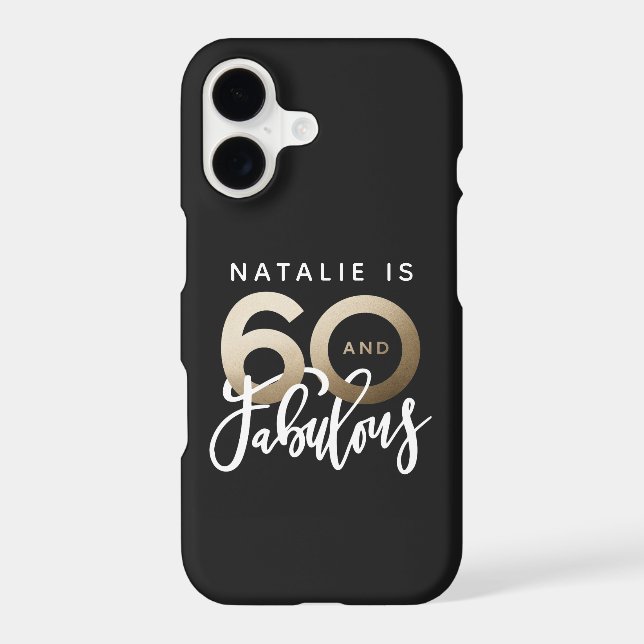 Modern 60th birthday gold typography iPhone case (Back)