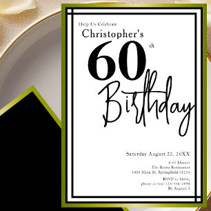 Modern 60th Birthday Invitation Elegant Black Gold