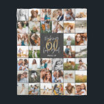 Modern 60th birthday multi photo script gift  fleece blanket<br><div class="desc">Modern minimal multi photo script 60th birthday fleece blanket gift. Ideal gift available for mums,  dads,  grand,  grandad of any family member. Stunning elegant script text. Black,  white and gold design.</div>