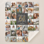 Modern 60th birthday multi photo script gift  sherpa blanket<br><div class="desc">Modern minimal multi photo script 60th birthday blanket gift. Ideal gift available for mums,  dads,  grand,  grandad of any family member. Stunning elegant script text. Black,  white and gold design.</div>
