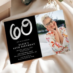 Modern 60th Birthday Party Photo Invitation