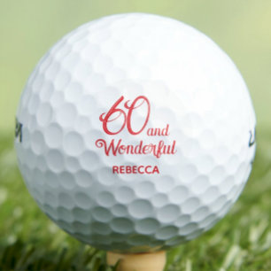Modern 60th birthday party red 60 years simple golf balls
