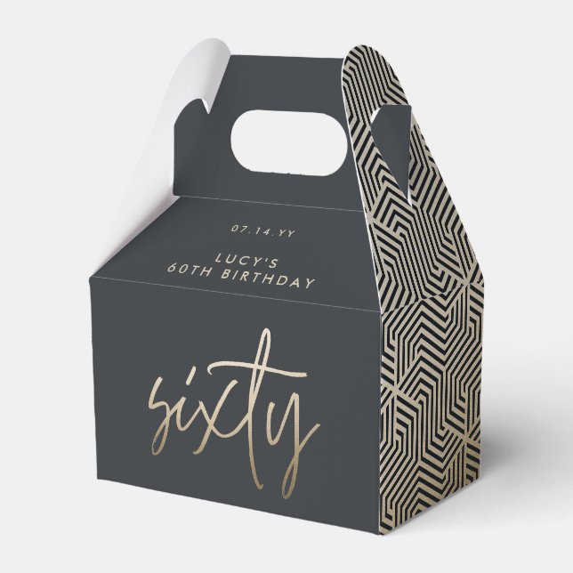 Modern 60th birthday simple stylish elegant script favour box (Front Side)