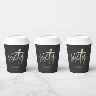 Modern 60th birthday simple stylish elegant script paper cups