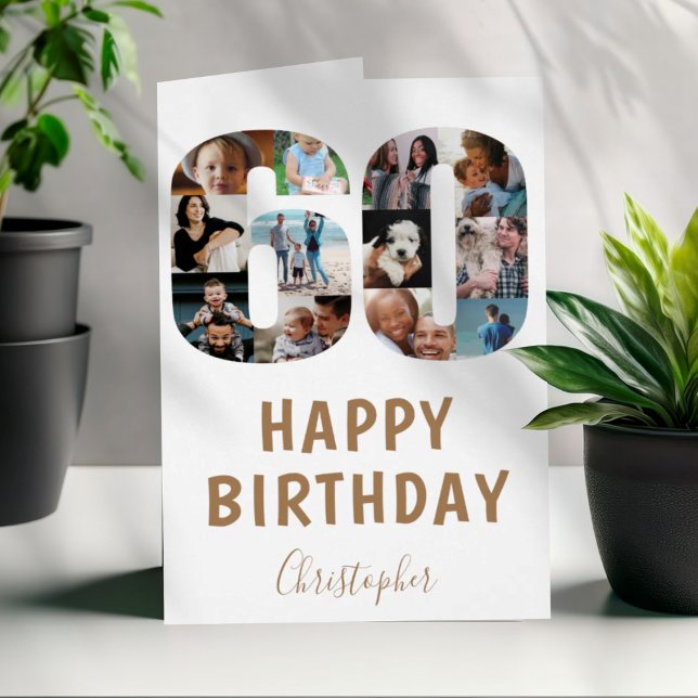 Modern 60th Happy Birthday Photo Collage  (Creator Uploaded)