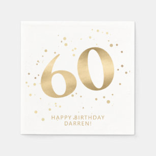 Modern 60th Sixty Birthday   Gold Black Glitter  Napkin
