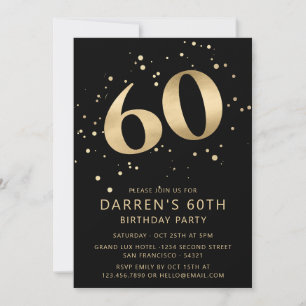 Modern 60th Sixty Birthday Photo Gold Glitter Invitation
