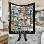 Modern 61 Photo Collage Custom Title Colour Fleece Blanket<br><div class="desc">Easily create your own unique personalised keepsake photo collage blanket with 61 pictures of his family and kids with your custom text (the sample says BEST DAD EVER and family names and date) against a background colour of your choice. Makes a meaningful, memorable gift for a special dad for Father's...</div>