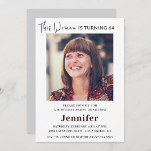 Modern 64th birthday invitations for her Photo