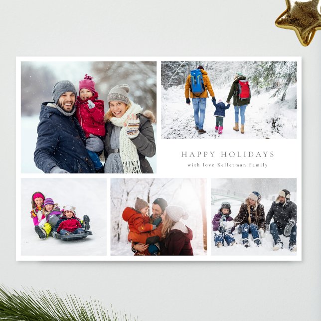 modern 6 multi Photo Collage merry christmas Holiday Card (Creator Uploaded)
