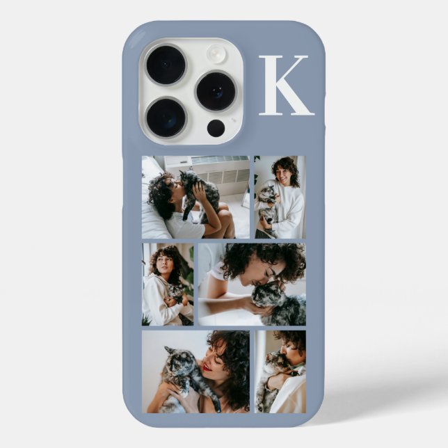 Modern 6 Pet Photo Dusty Blue Case-Mate iPhone Case (Back)