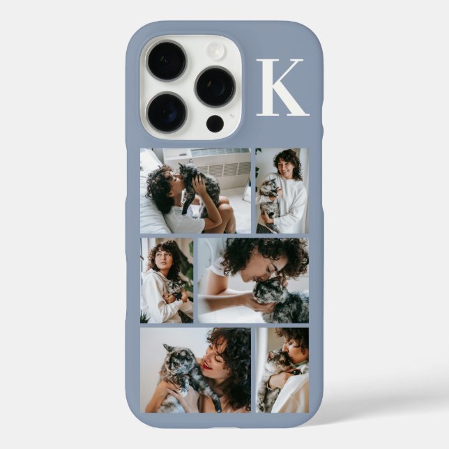 Modern 6 Pet Photo Dusty Blue Case-Mate iPhone Case (Back)