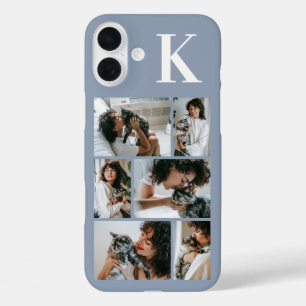 Modern 6 Pet Photo Dusty Blue iPhone 16 Plus Case