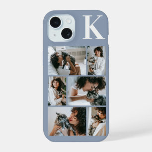Modern 6 Pet Photo Dusty Blue iPhone 15 Case